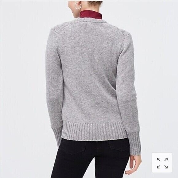 J Crew Factory Gray Pointelle Cable Pull Over Winter Sweater M - Picture 4 of 4